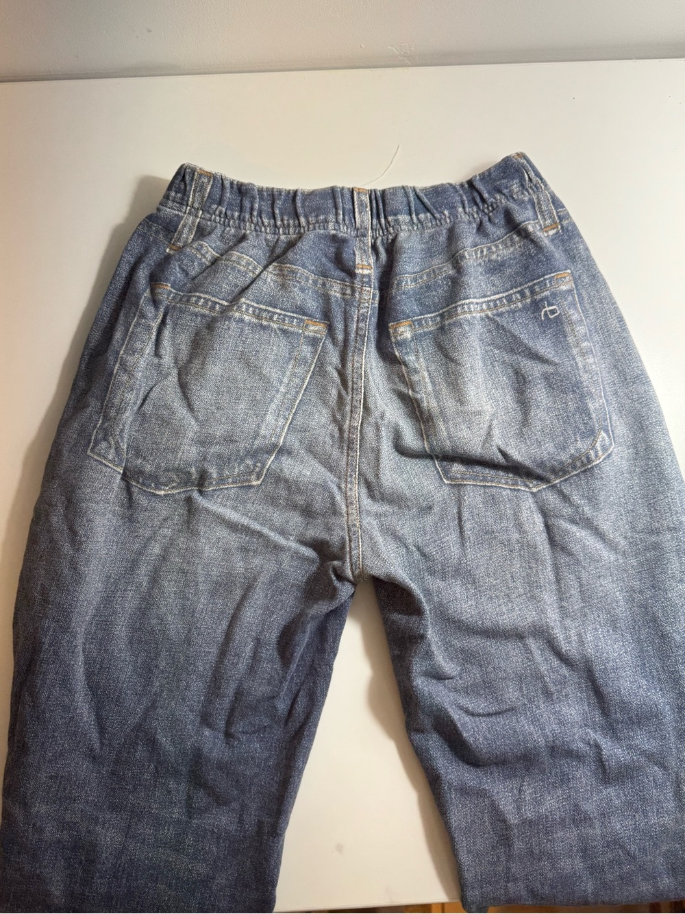 rag & bone faded blue denim elastic-waist pants